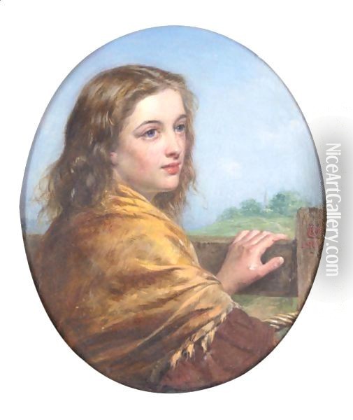 Girl With Shawl Oil Painting - Henry Nelson O'Neil