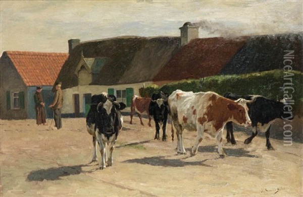Vaches Flamandes Oil Painting - Emile Van Damme-Sylva