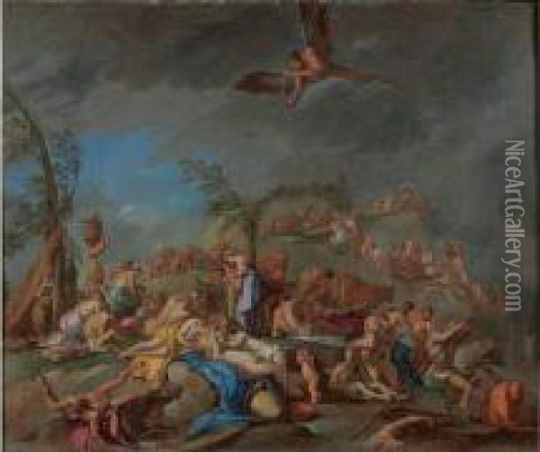 Le Deluge De Deucalion (ovide, Metamorphoses, L.i) Oil Painting - Giulio Carpione