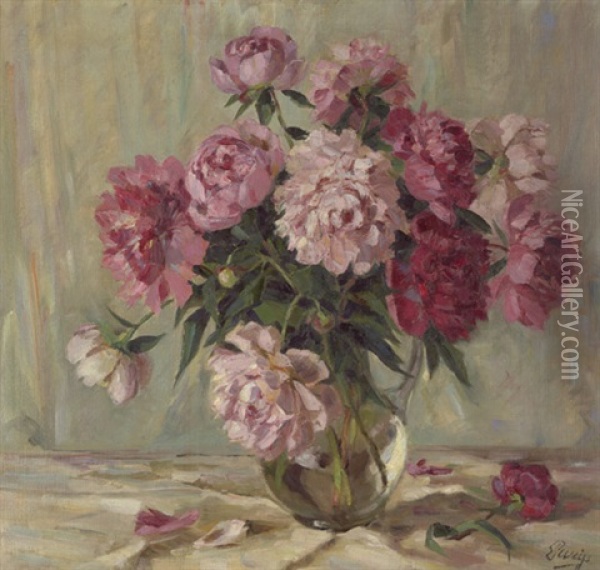 Pfingsrosen Rot Und Rose Oil Painting - Emil Rudolf Weiss