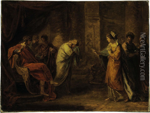 Telemachus At The Court Of Sparta Oil Painting - Angelica Kauffmann