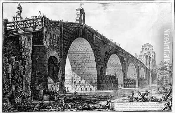 The Ponte Molle, from Vedute di Roma Oil Painting - Giovanni Battista Piranesi