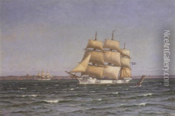 Shipping Off The Danish Coast Oil Painting - Vilhelm Karl Ferdinand Arnesen