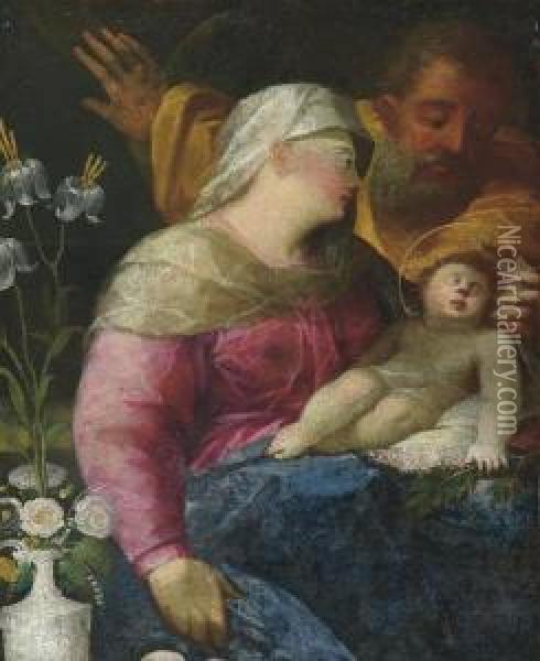 Sacra Famiglia Oil Painting - Ludovico Settevecchi