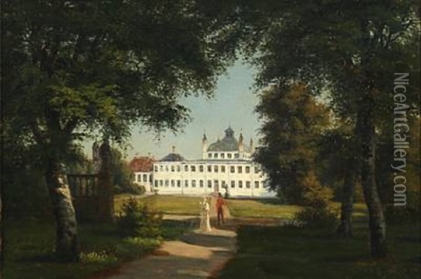 Gardenscape From Fredenborg Castle Oil Painting - Carsten Henrichsen
