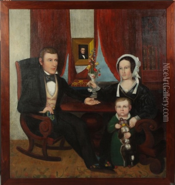 Family Mourning Portrait In The Parlor Oil Painting - Calvin Balis