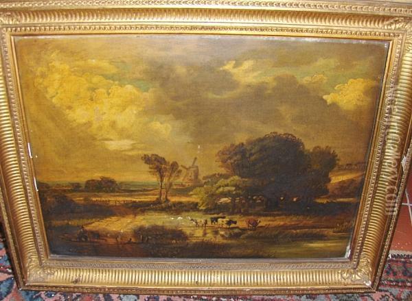 Country Landscape Oil Painting - A.H. Vickers