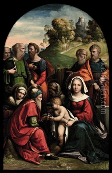 Madonna Col Bambino E Santi Oil Painting - Benvenuto Tisi da Garofalo