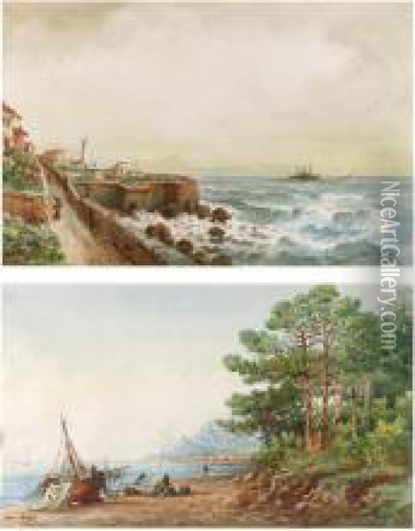 Mediterraneal Coastal Views Oil Painting - Emile Henry