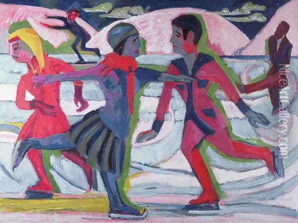 Ice Skaters Oil Painting - Ernst Ludwig Kirchner