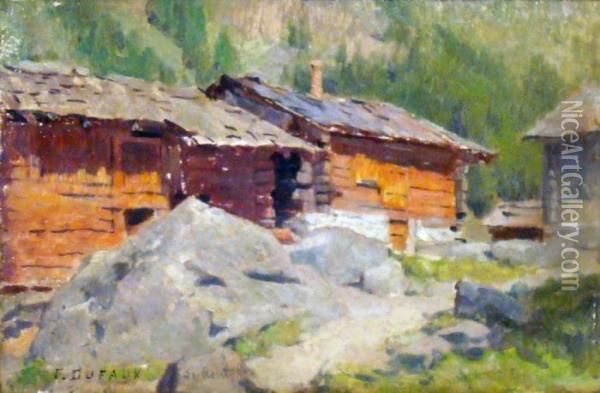 Maisons De Montagne En Suisse Oil Painting - Frederic Dufaux