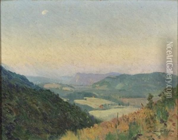 Moonrise Over The Valley Oil Painting - Alfred Conway Peyton