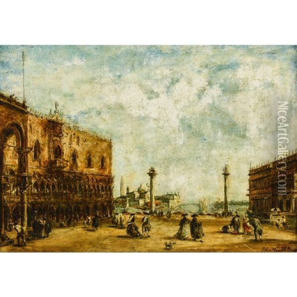 Piazzetta In Venedig Mit Dogenpalast Oil Painting - Pierre (Henri Theodore) Tetar van Elven