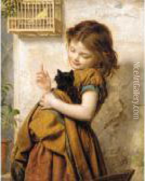 Her Favourite Pets Oil Painting - Sophie Gengembre Anderson