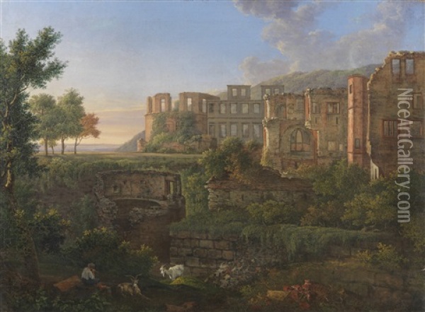 Ansicht Des Heidelberger Schlosses Oil Painting - Johann Martin Von Rohden
