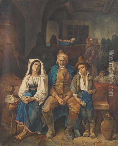Evenement Familial Oil Painting - Louis-Leopold Robert