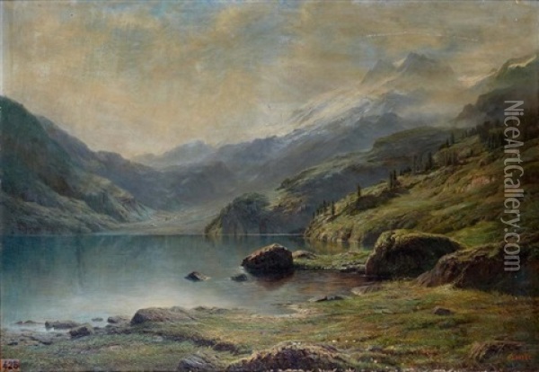 Vue Des Montagnes Suisses Oil Painting - Leberecht Lortet