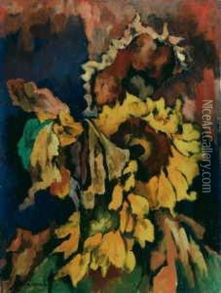 Verwelkende Sonnenblumen Oil Painting - Heinrich Nauen