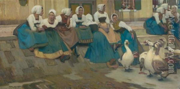 The Gossips Oil Painting - Harry Mills Walcott