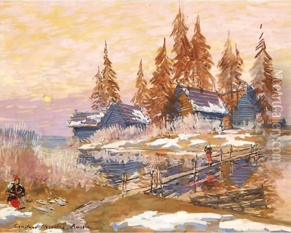 Late Winter Oil Painting - Konstantin Alexeievitch Korovin