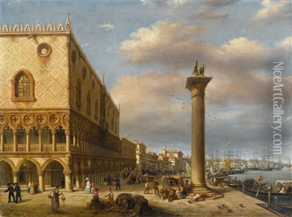 The Piazetta San Marco In Venice Oil Painting - Carlo Canella