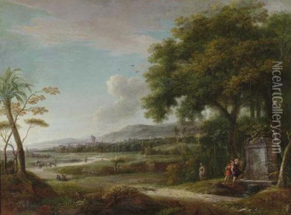 Southern Landscape With Round Temple. Oil Painting - Maximillian Neustuck