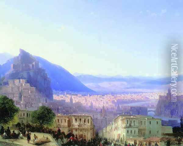 View of Tiflis (Tbilisi) in 1868 Oil Painting - Ivan Konstantinovich Aivazovsky