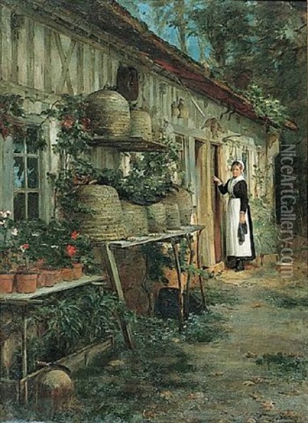 French Village Oil Painting - Henry Bacon