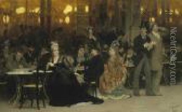 A Parisian Cafe Oil Painting - Ilya Efimovich Efimovich Repin