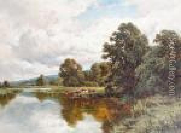 On The Thames At Chertsey Oil Painting - Henry Hillier Parker