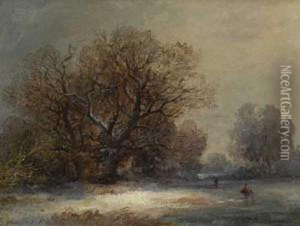 Winterlandschaft. Oil Painting - Theodor Verhas
