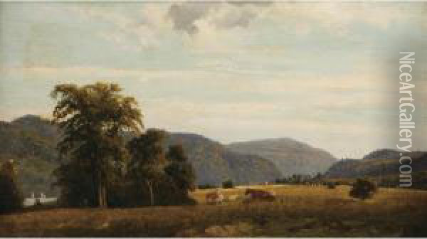 Pastoral River Landscape Oil Painting - Frederick Rondel Sr.