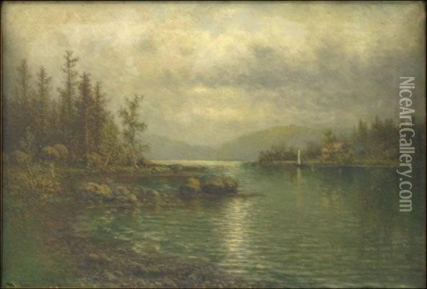 River Scene Oil Painting - John Olson Hammerstad