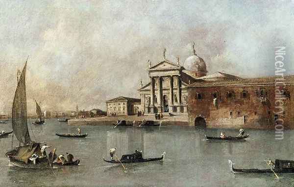 Venice- A View of the Church of San Giorgio Maggiore Seen from the Giudecca Oil Painting - Francesco Guardi