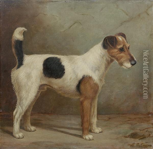 A Fox Terrier Oil Painting - E.S. England