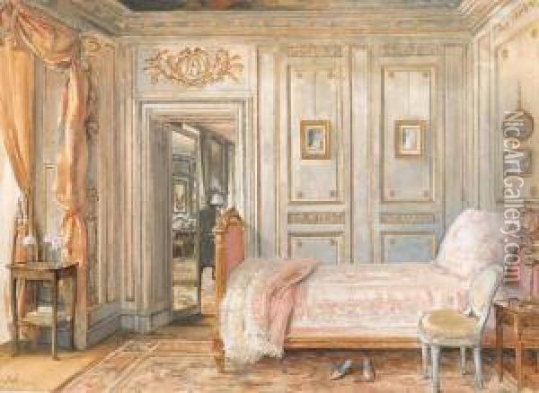 'la Chambre De Lady Mendl', A Watercolor On Paper Oil Painting - William Larkin