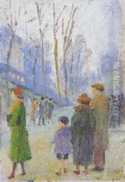 En Promenade Oil Painting - Louis Hayet