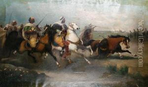 The Charge Oil Painting - F. Torni