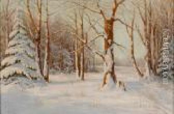 Winterwald. Oil Painting - Walter Moras