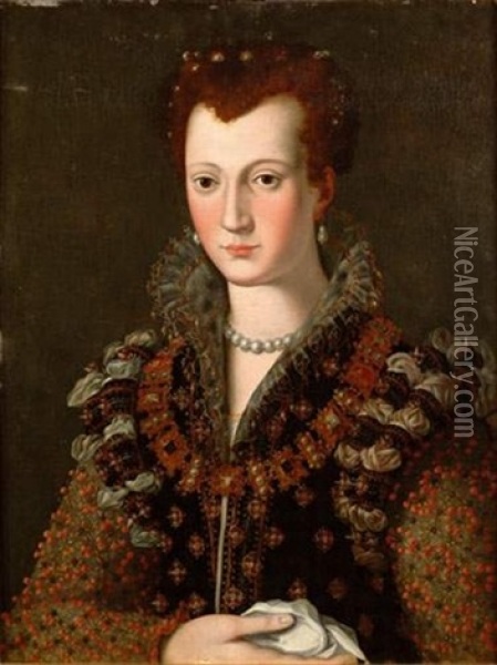 Portrait De Camilla Martelli Oil Painting - Alessandro di Cristofano Allori