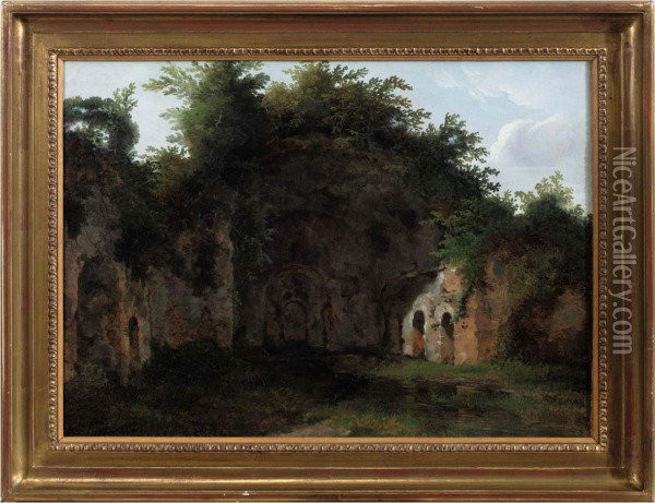 A Roman Grotto Oil Painting - Pierre-Henri de Valenciennes