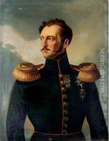 Portrait Of Emperor Nicholas I Pavlovich (1825-55) Oil Painting - Franz Krutger
