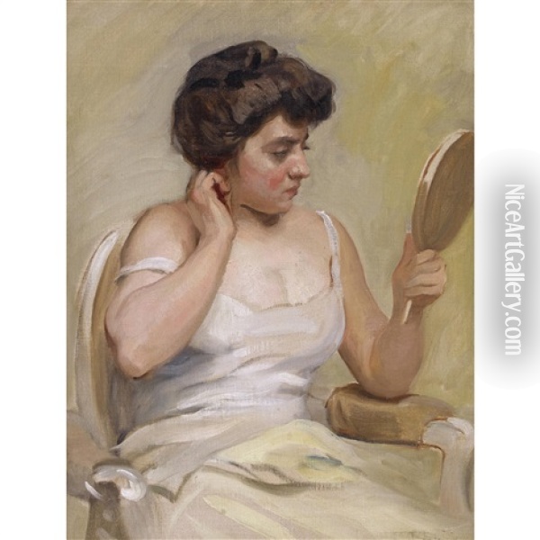 Femme Au Miroir Oil Painting - Frederic Dufaux