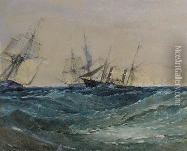 The Channel Packet Running Out Of Port Oil Painting - John Callow