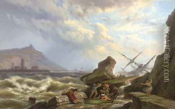 A shipwreck Oil Painting - Johannes Hermanus Koekkoek
