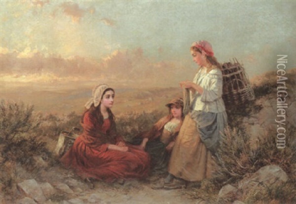 A Rest In The Heather Oil Painting - Edward John Cobbett