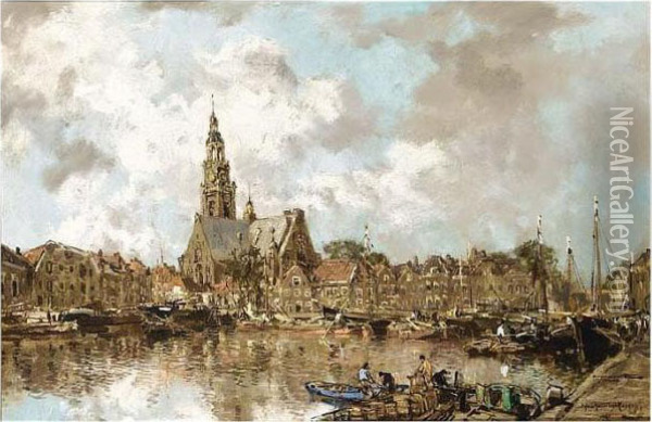 The Harbour Of Maassluis Oil Painting - Johann Hendrik Van Mastenbroek