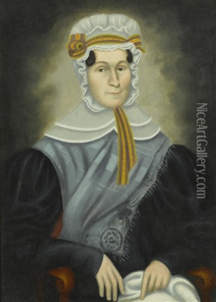 Portrait Of A Woman Oil Painting - Erastus Salisbury Field