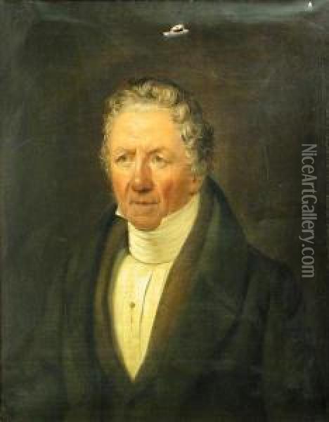 A Portrait Of Zacharias Ofverberg,half-length Oil Painting - Carl Petter Mazer