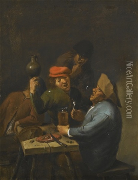 The Drinkers Oil Painting - Adriaen Brouwer